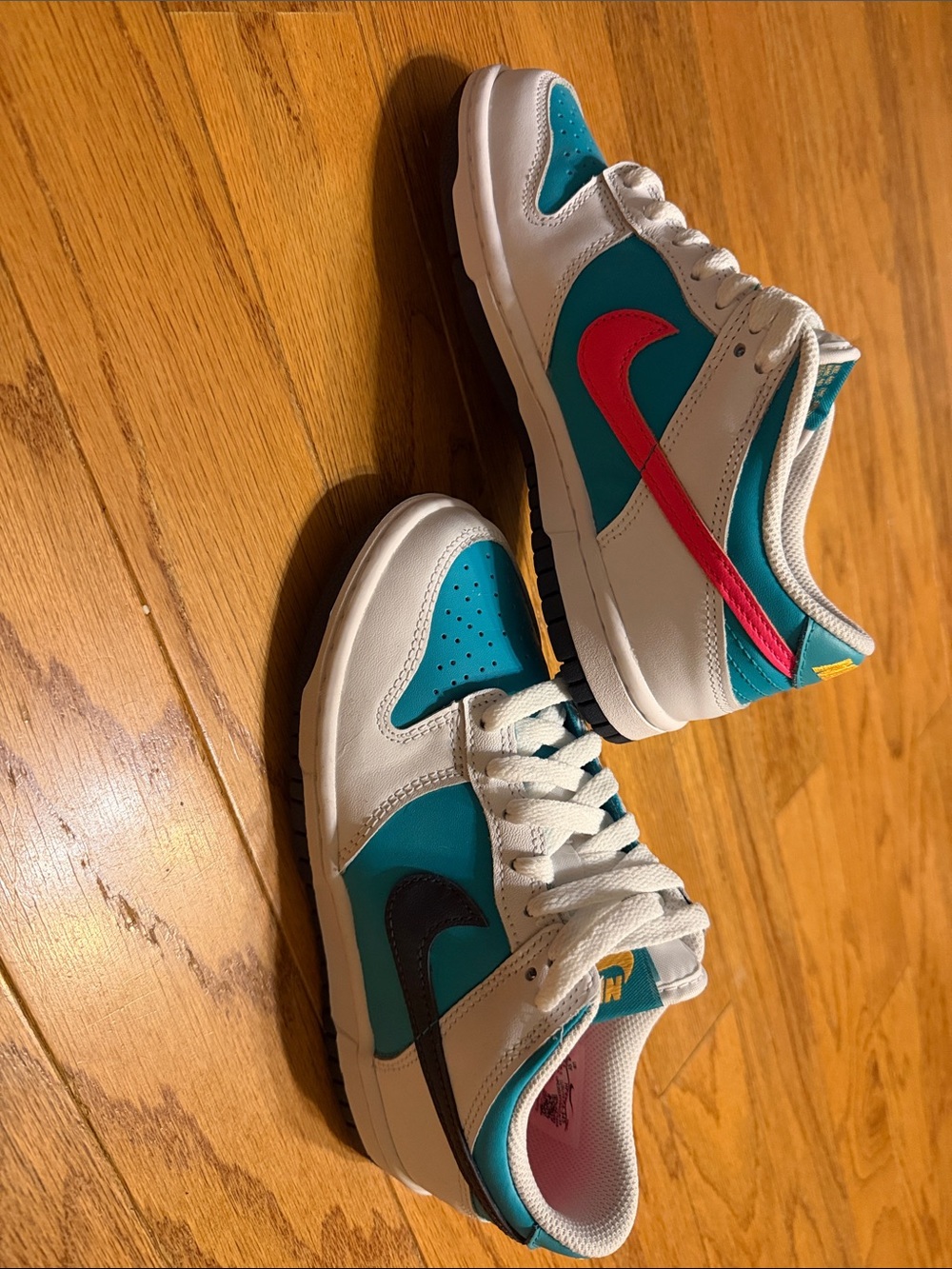 Nike Big Kids or Women’s Low-Top Sneakers in Teal, White & Pink